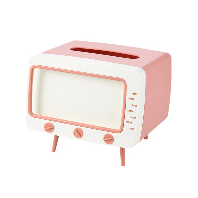 Stylish TV Tissue Box - Multi-Functional Storage & Phone Holder for Your Living Space