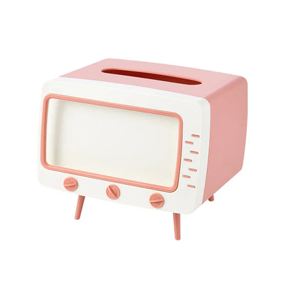 Stylish TV Tissue Box - Multi-Functional Storage & Phone Holder for Your Living Space
