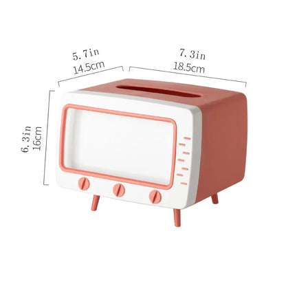 Stylish TV Tissue Box - Multi-Functional Storage & Phone Holder for Your Living Space