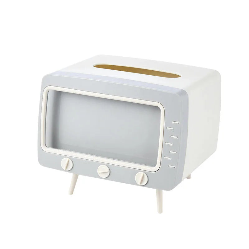 Stylish TV Tissue Box - Multi-Functional Storage & Phone Holder for Your Living Space