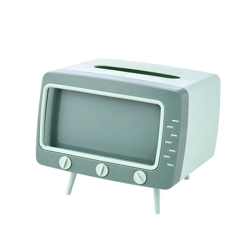 Stylish TV Tissue Box - Multi-Functional Storage & Phone Holder for Your Living Space